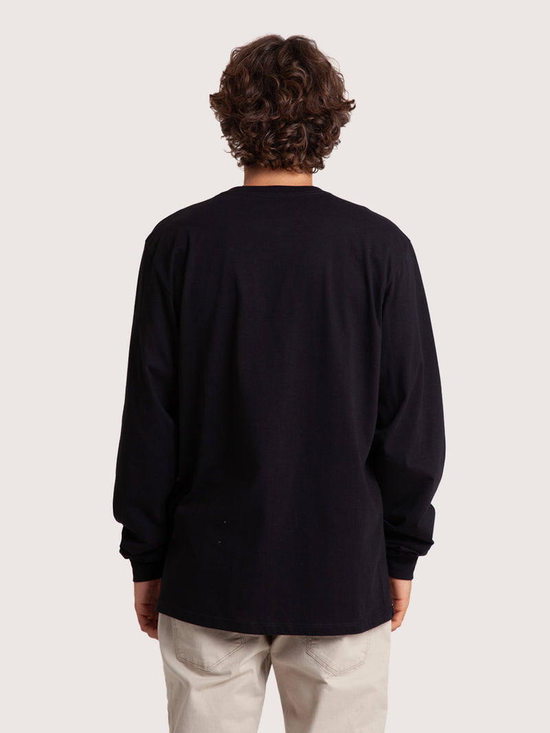 Camiseta Manga Longa Preta Masculina Hang Loose Share It