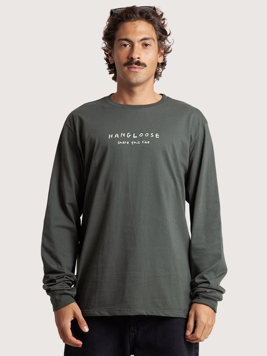 Camiseta Manga Longa Verde Hang Loose Share It