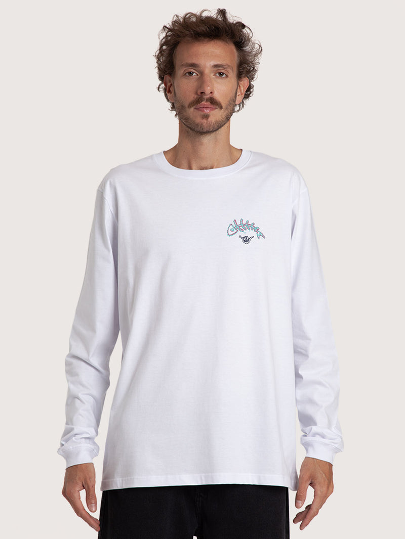 Camiseta Manga Longa Hang Loose Fish Branca