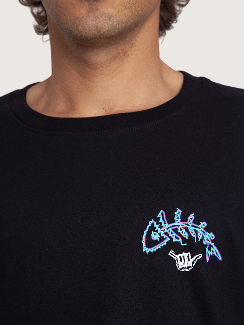 Camiseta Manga Longa Preto Hang Loose Fish