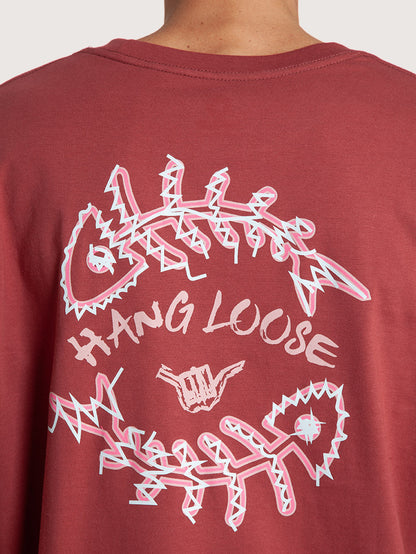 Camiseta Manga Longa Figo Bordô Hang Loose Fish ML