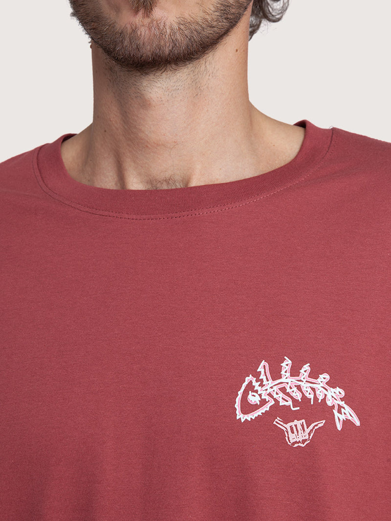 Camiseta Manga Longa Figo Bordô Hang Loose Fish ML