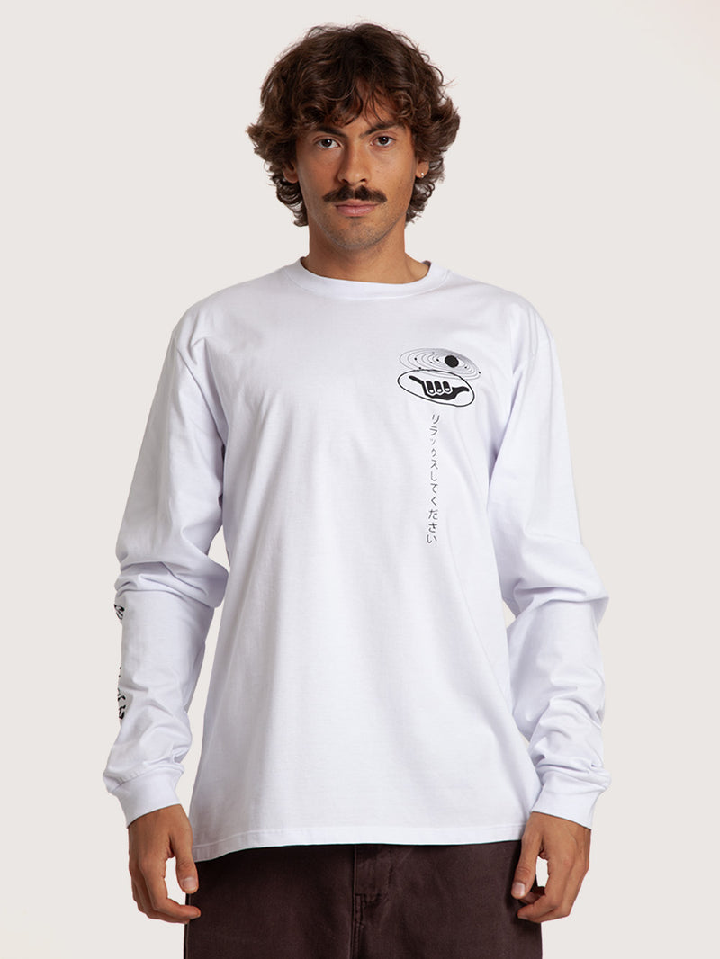 Camiseta Manga Longa Branca Hang Loose Astor ML