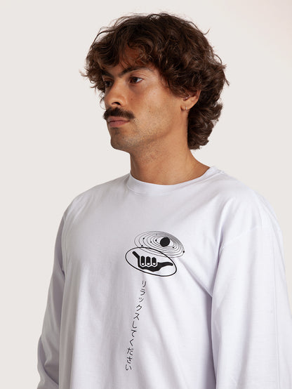 Camiseta Manga Longa Branca Hang Loose Astor ML