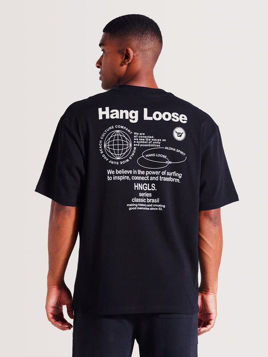 Camiseta Preta Manga Curta Especial Hang Loose New Order