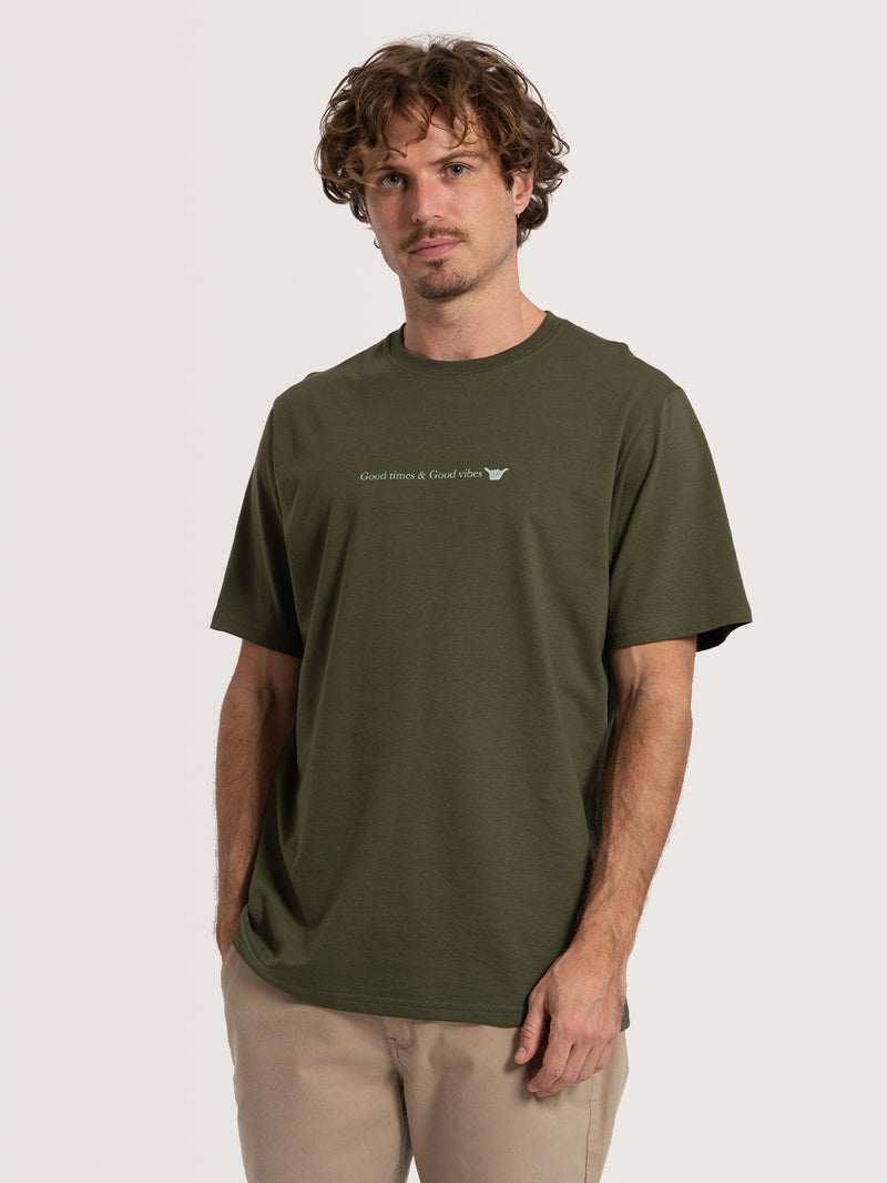 Camiseta Especial Verde Militar Hang Loose Vibes