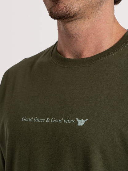 Camiseta Especial Verde Militar Hang Loose Vibes