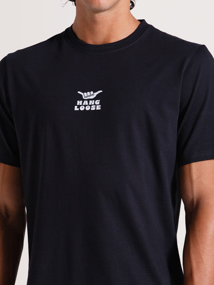 Camiseta Preta Manga Curta Especial Hang Loose Field