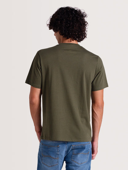 Camiseta Verde Militar Manga Curta Especial Hang Loose Field