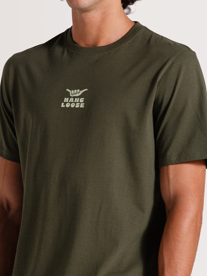 Camiseta Verde Militar Manga Curta Especial Hang Loose Field
