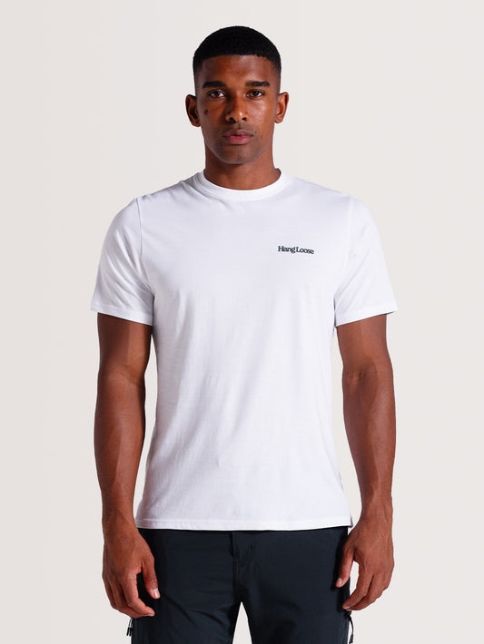 Camiseta Branca Manga Curta Especial Hang Loose Lettering