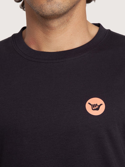 Camiseta Manga Curta Preta Hang Loose Sentence