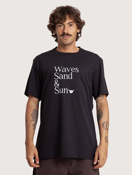 Camiseta Preta Especial Hang Loose Paradise