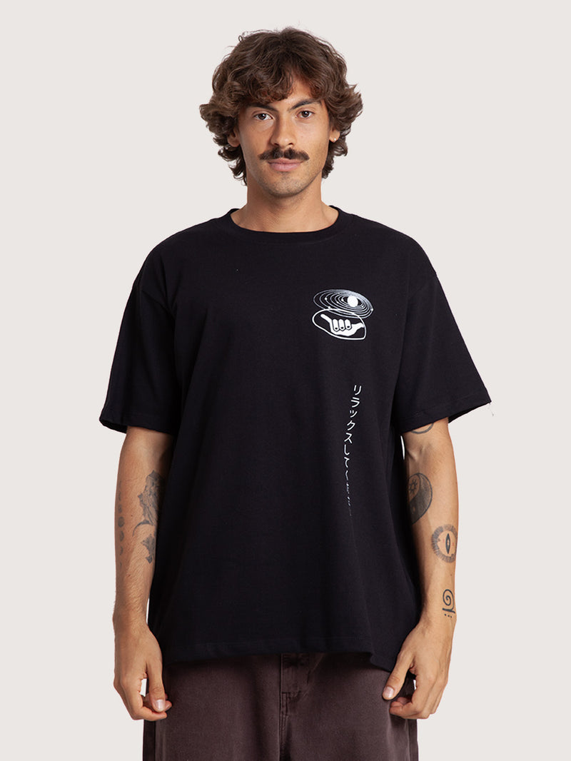 Camiseta Loose Fit Preta Hang Loose Astor