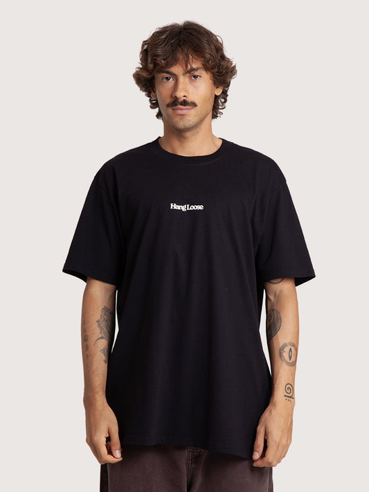 Camiseta Loose Fit Preta Masculina Hang Loose Typo
