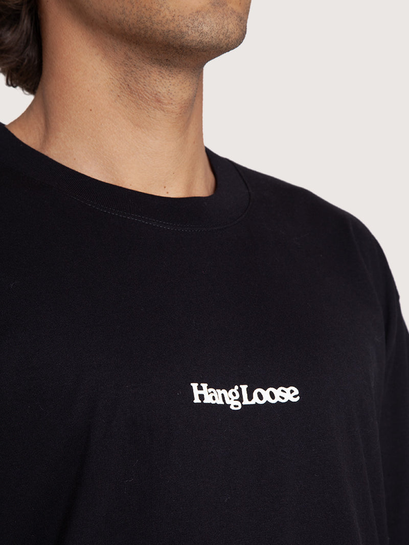 Camiseta Loose Fit Preta Masculina Hang Loose Typo