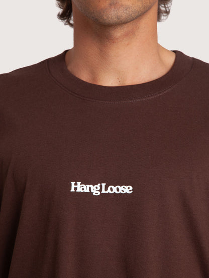 Camiseta Loose Fit Marrom Masculina Hang Loose Typo