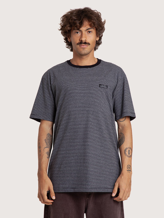 Camiseta Manga Curta Preta Listrada Hang Loose Stripe