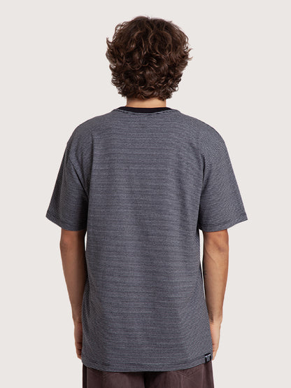 Camiseta Manga Curta Preta Listrada Hang Loose Stripe