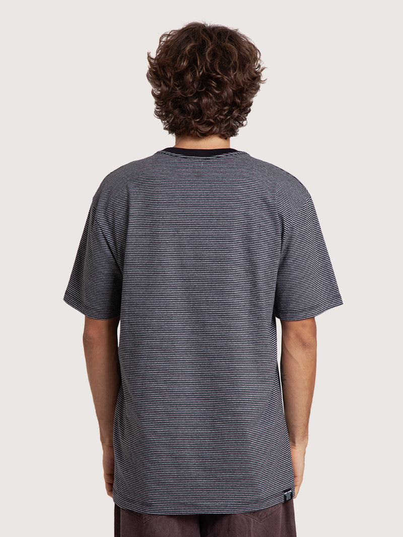 Camiseta Manga Curta Preta Listrada Hang Loose Stripe