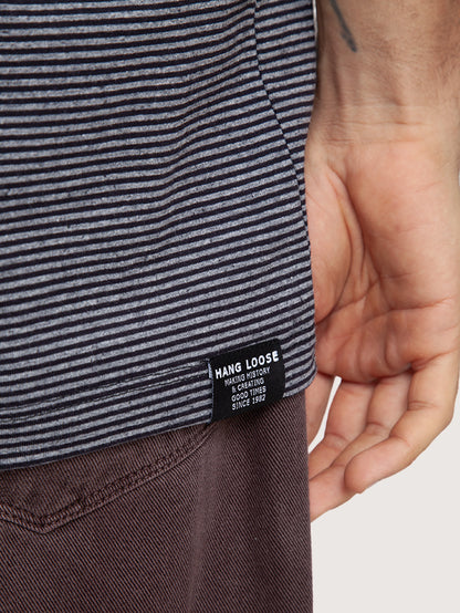 Camiseta Manga Curta Preta Listrada Hang Loose Stripe