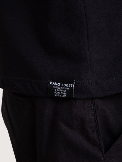 Camiseta Loose Fit Preta Masculina Hang Loose Kanji