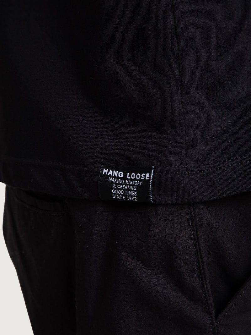 Camiseta Loose Fit Preta Masculina Hang Loose Kanji