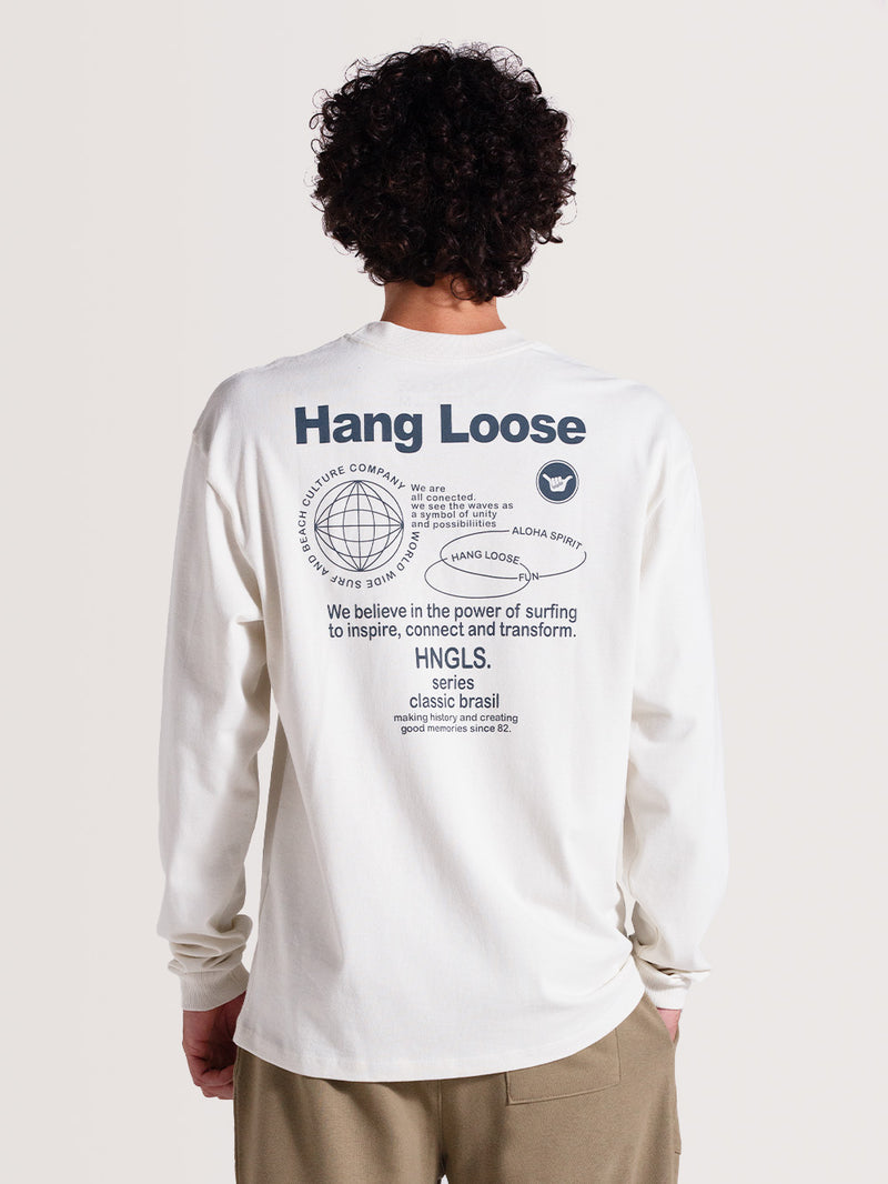 Camiseta Off White Manga Longa Especial Hang Loose New Order