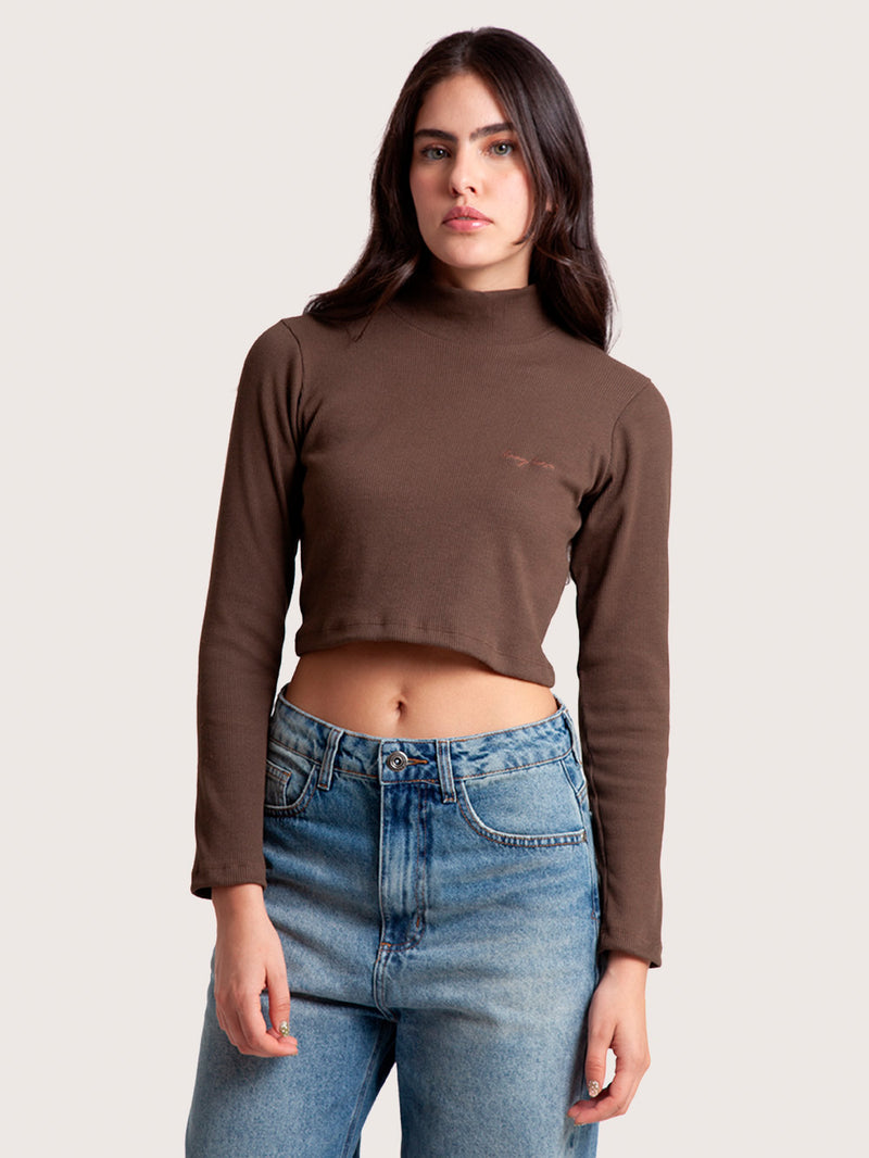 Camiseta Manga Longa Marrom Hang Loose Turtle Neck