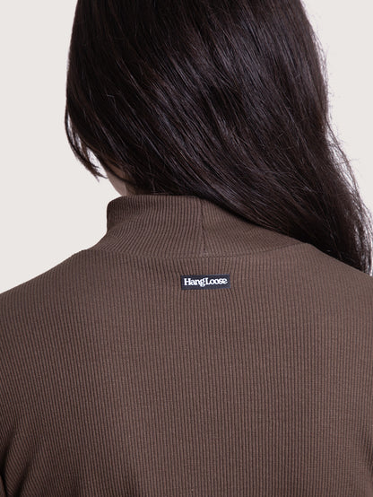 Camiseta Manga Longa Marrom Hang Loose Turtle Neck