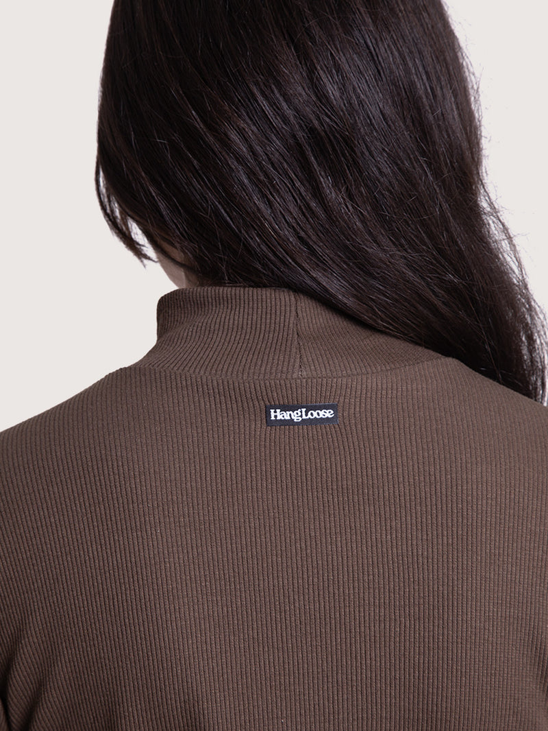 Camiseta Manga Longa Marrom Hang Loose Turtle Neck