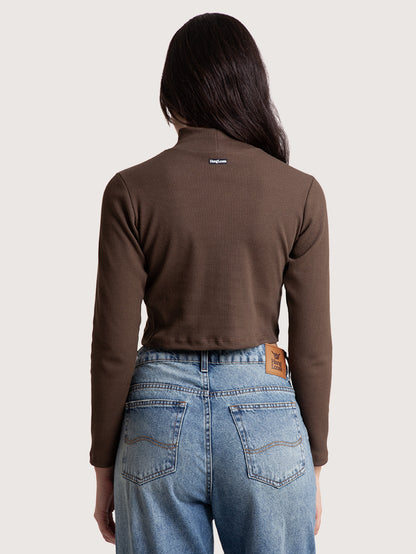 Camiseta Manga Longa Marrom Hang Loose Turtle Neck