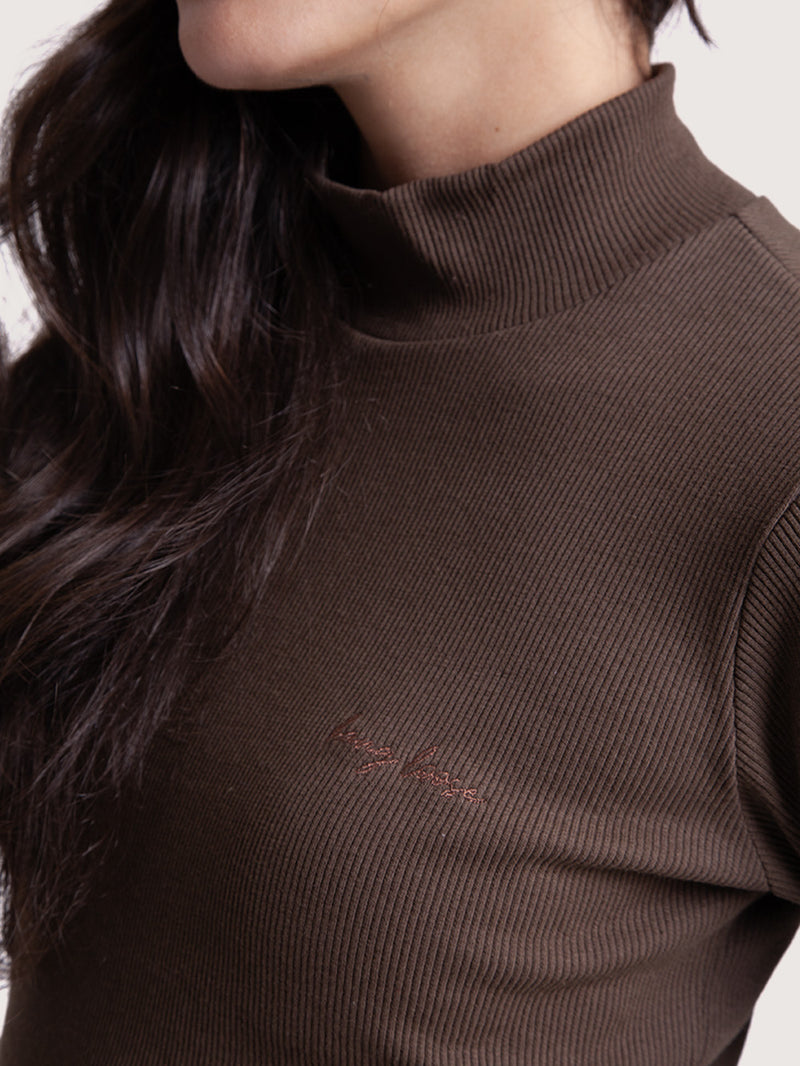 Camiseta Manga Longa Marrom Hang Loose Turtle Neck