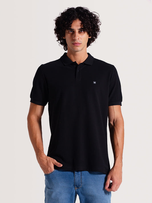 Camisa Gola Polo Preta Hang Loose Logo