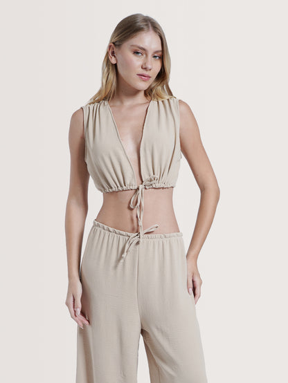 Top Cropped Areia Hang Loose Pleat