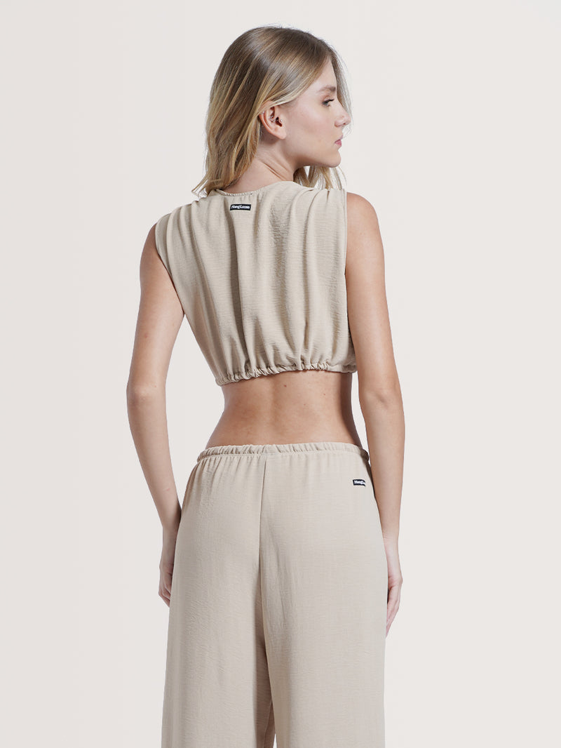 Top Cropped Areia Hang Loose Pleat