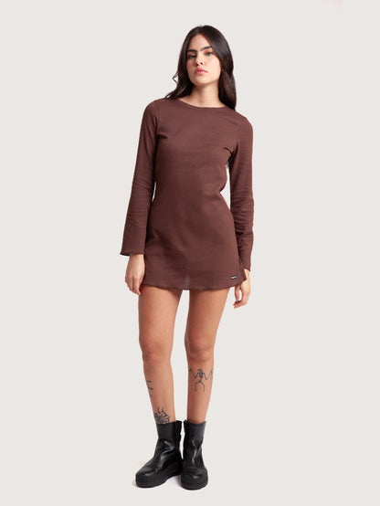 Vestido Curto Marrom Hang Loose Waffle