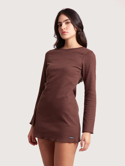 Vestido Curto Marrom Hang Loose Waffle