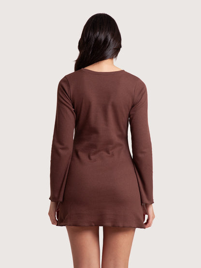 Vestido Curto Marrom Hang Loose Waffle