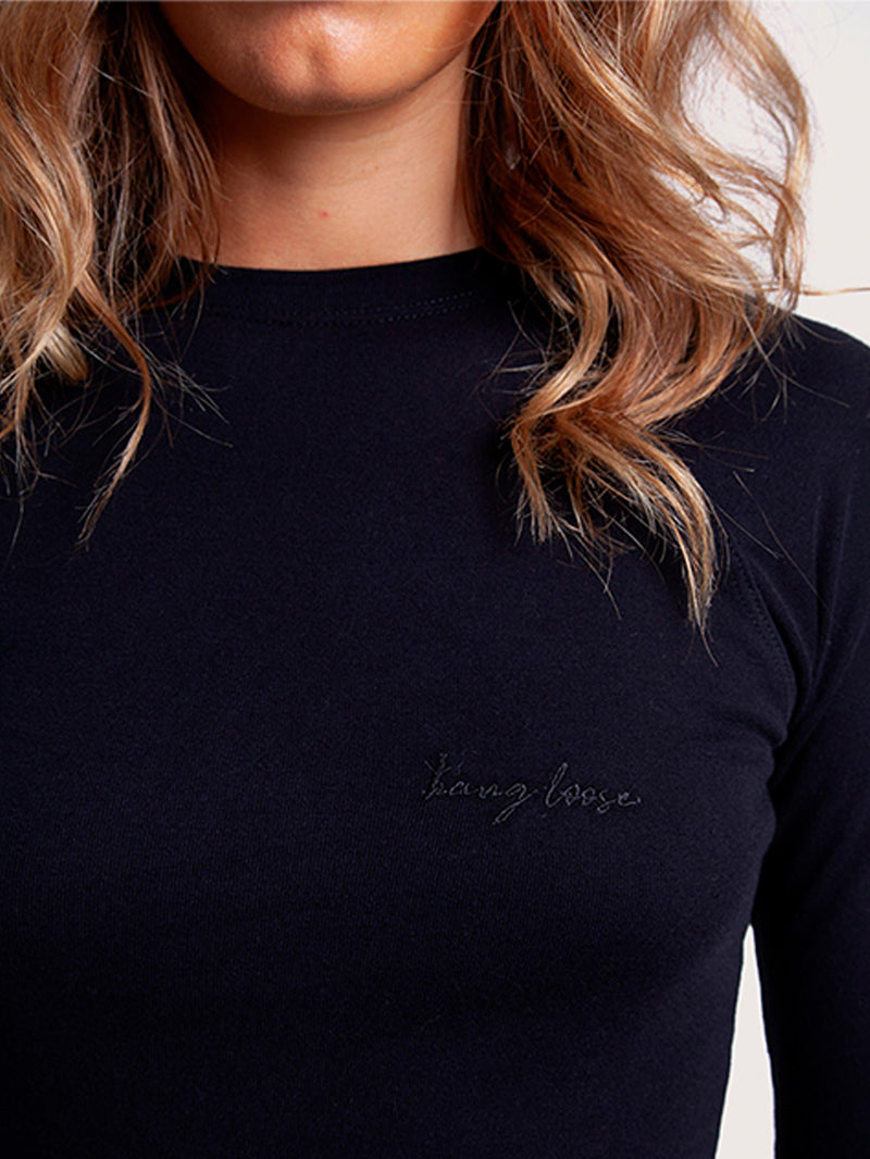 Vestido Midi Preto Manga Longa Hang Loose Type