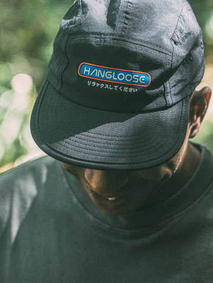 Boné Preto Hang Loose Kanji Five Panel com Aba em EVA