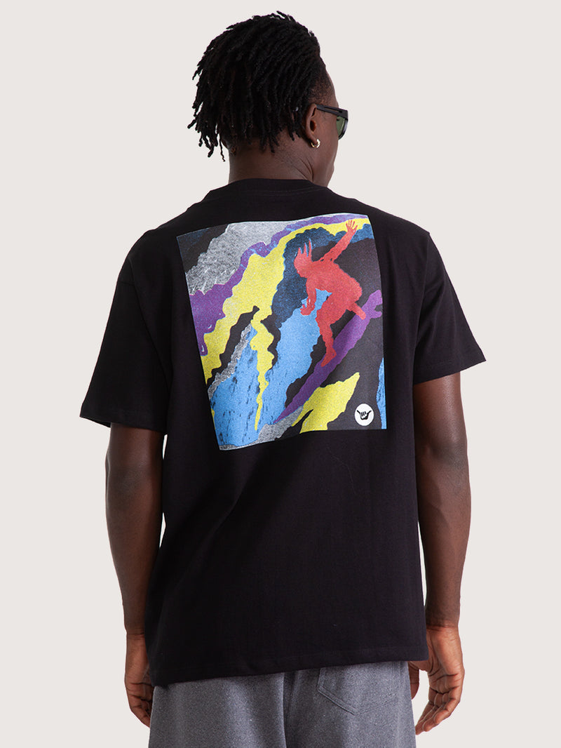 Camiseta Especial Manga Curta Surfer Preta Loose Fit