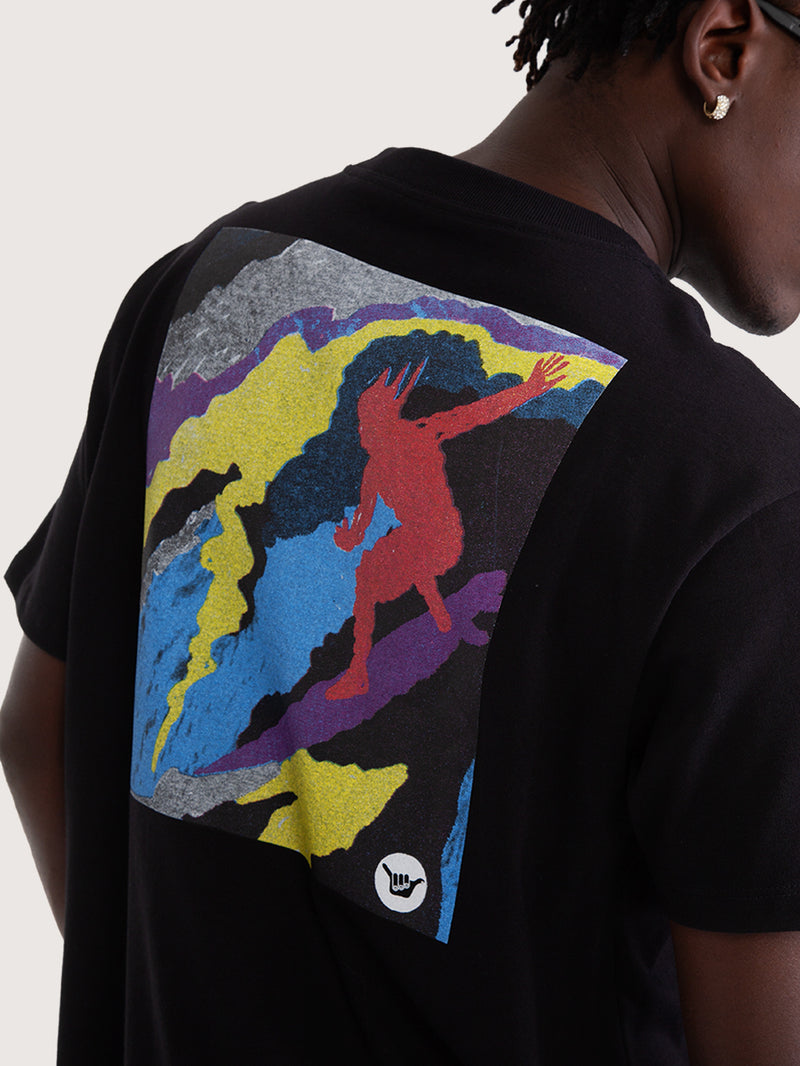 Camiseta Especial Manga Curta Surfer Preta Loose Fit