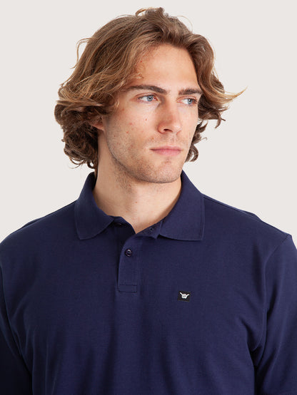 Camisa Polo Hang Loose Manga Curta Azul Marinho Basic