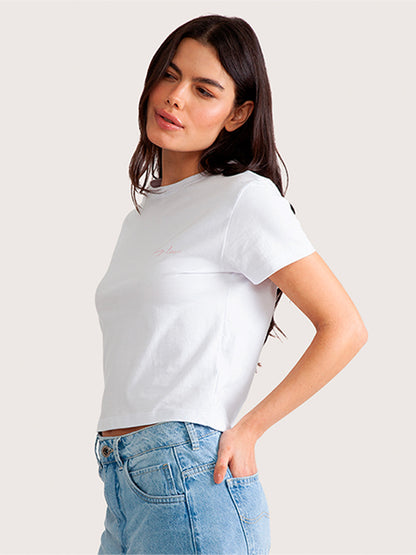Camiseta Cropped Hang Loose Branca Square