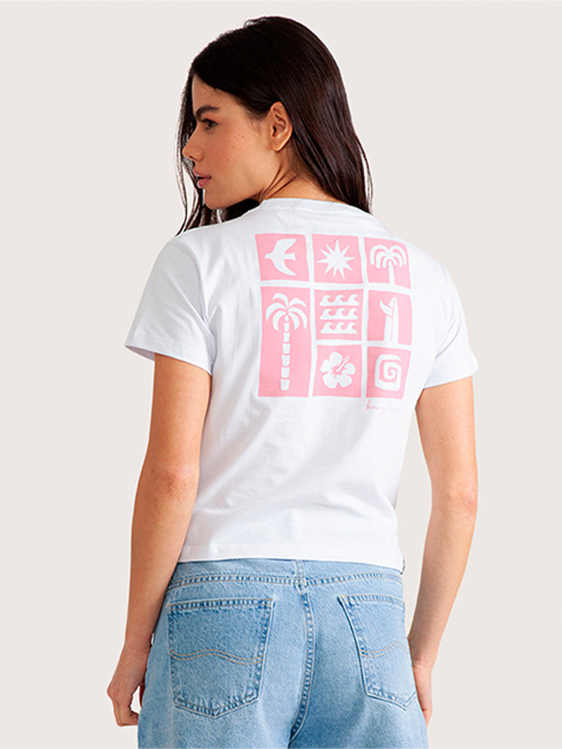 Camiseta Cropped Hang Loose Branca Square