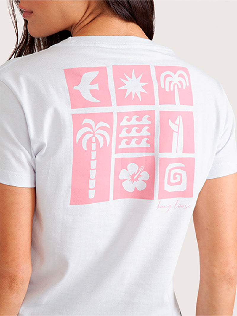 Camiseta Cropped Hang Loose Branca Square