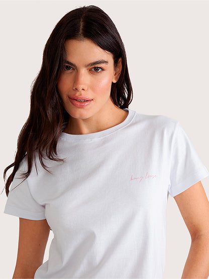 Camiseta Cropped Hang Loose Branca Square