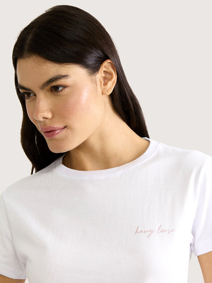 Camiseta Hang Loose Type Branca Feminina