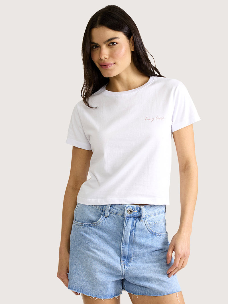 Camiseta Hang Loose Type Branca Feminina